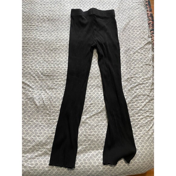 GOOD AMERICAN Ribbed Slim Flare High Rise Pants - Black Size 4 - Picture 5 of 6